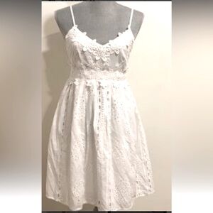 White eyelet and lace dress